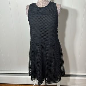Alfani Womens 10 Black Sleeveless Dress Eyelet Overlay Stretchy